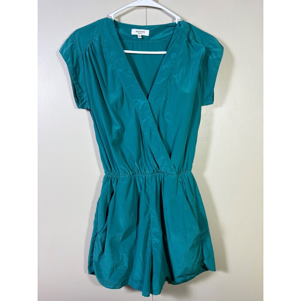 Babaton Aritzia 100% Silk Wrap Romper XXS Going Out Quiet Luxury Cocktail Jewel